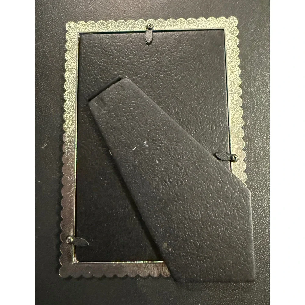 Picture Frame 4X6 Ivory Enamel Rhinestone Crystal Border Glam Free Standing